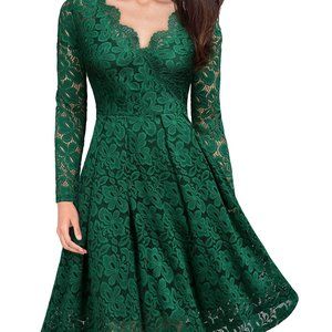 New Floral Lace Swing Midi Dress.